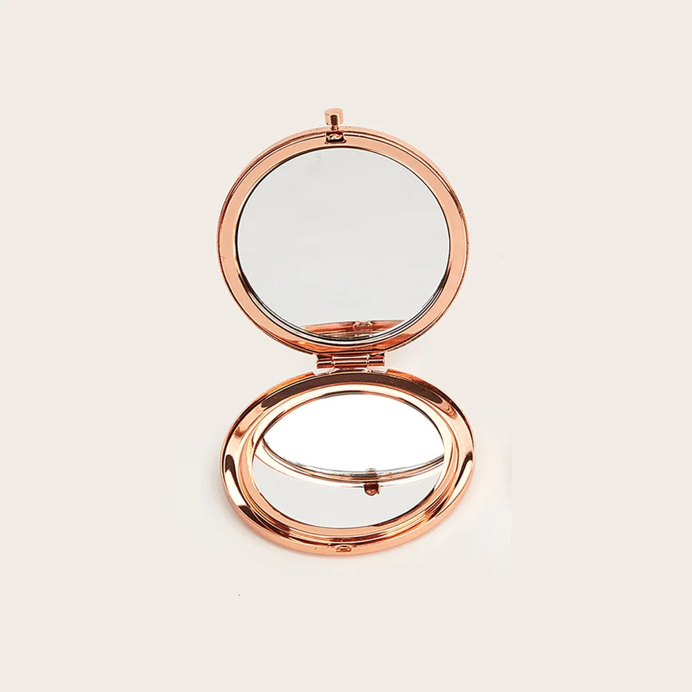 Double-Sided Folding Compact Makeup Mirror with Magnifier Compact Makeup Mirror Oasis Select RoseGold