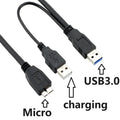 0.5m 1m USB 3.0 To Micro Y Cable with Extra usb Power cable USB3.0 Male To Micro Data Cord Adapter Cable For HDD Hard Drive Oasis Select black 0.5m