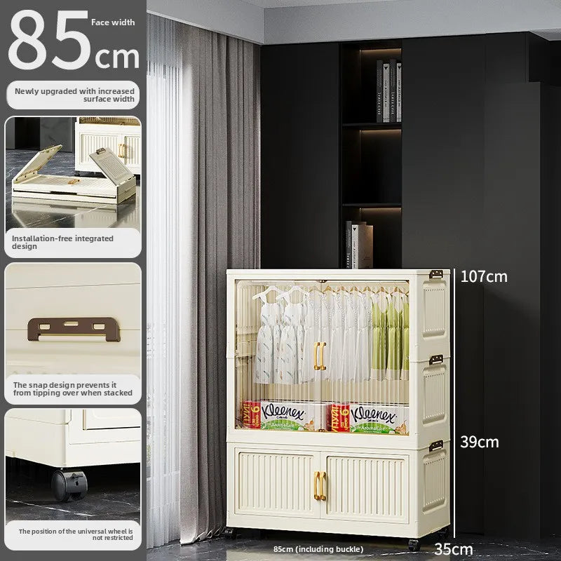 55-85 Children's simple wardrobe, clothes storage cabinet, multi-layer installation-free household snack locker, foldable Oasis Select 85CM B