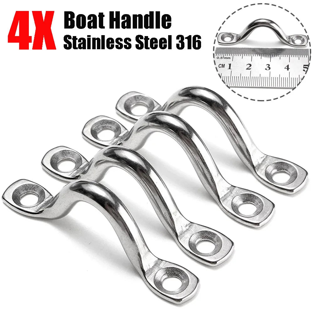4Pcs Handle 5mm Stainless Steel Wire Eye Straps Boat Marine Tie Down Fender Hook Canopy Engines Accessories Stainless-Steel Oasis Select