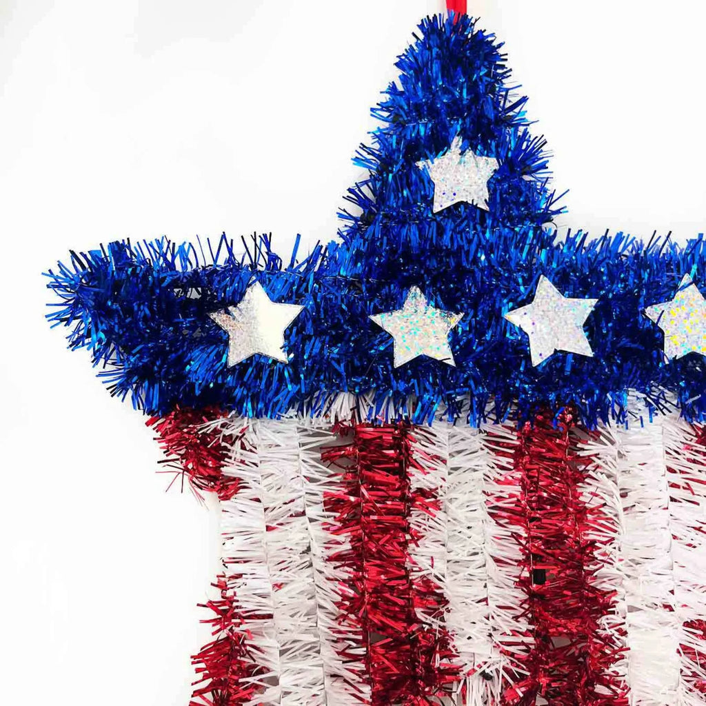 4th of July Wreath Pendant – Red White & Blue Star Door Hanging Holiday Door Hanging Oasis Select