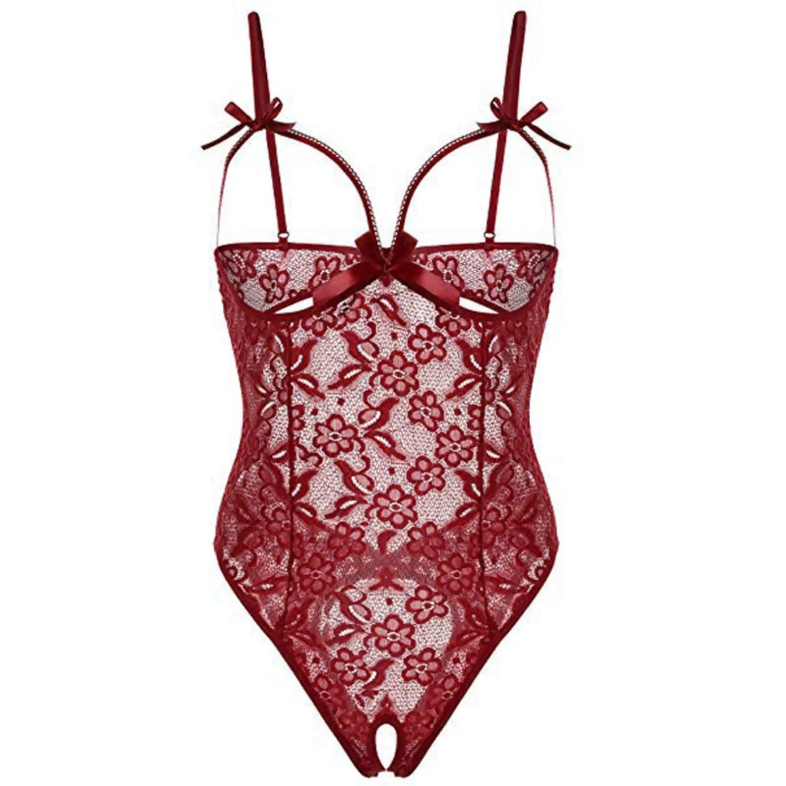 Women's Sexy Lace Babydoll Lingerie Set – Plus Size Sleepwear Lace Babydoll Lingerie Oasis Select Wine XL