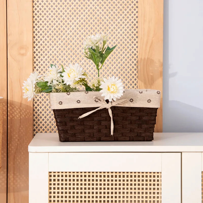 Enlarged Storage Basket, Paper Rope Woven Basket Hollowed-out Storage Basket Toys Cosmetics Entrance Key Storage Basket Woven Oasis Select