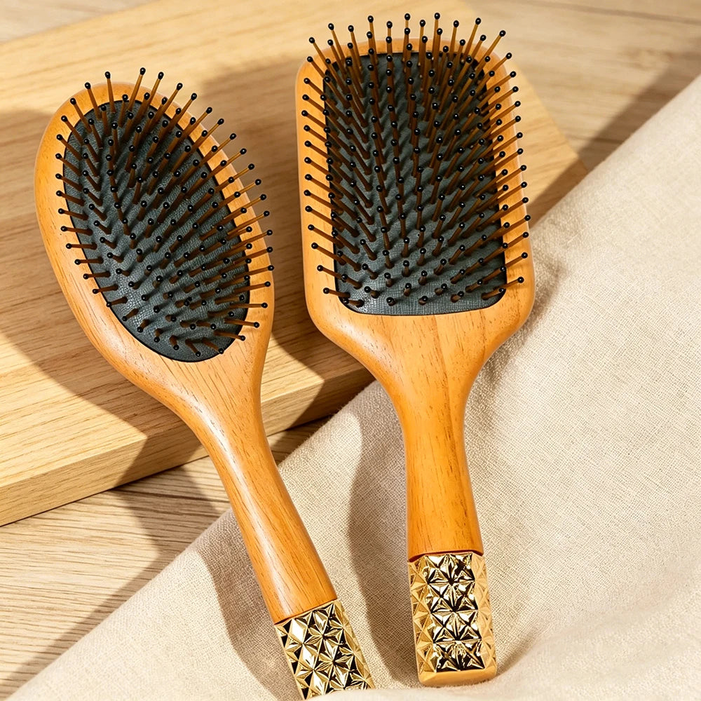 Wooden Airbag Comb Natural Wood Handle Cushion Brush Anti-Static Anti-Tangle Hair Brush Ideal For Daily Hair Styling Oasis Select