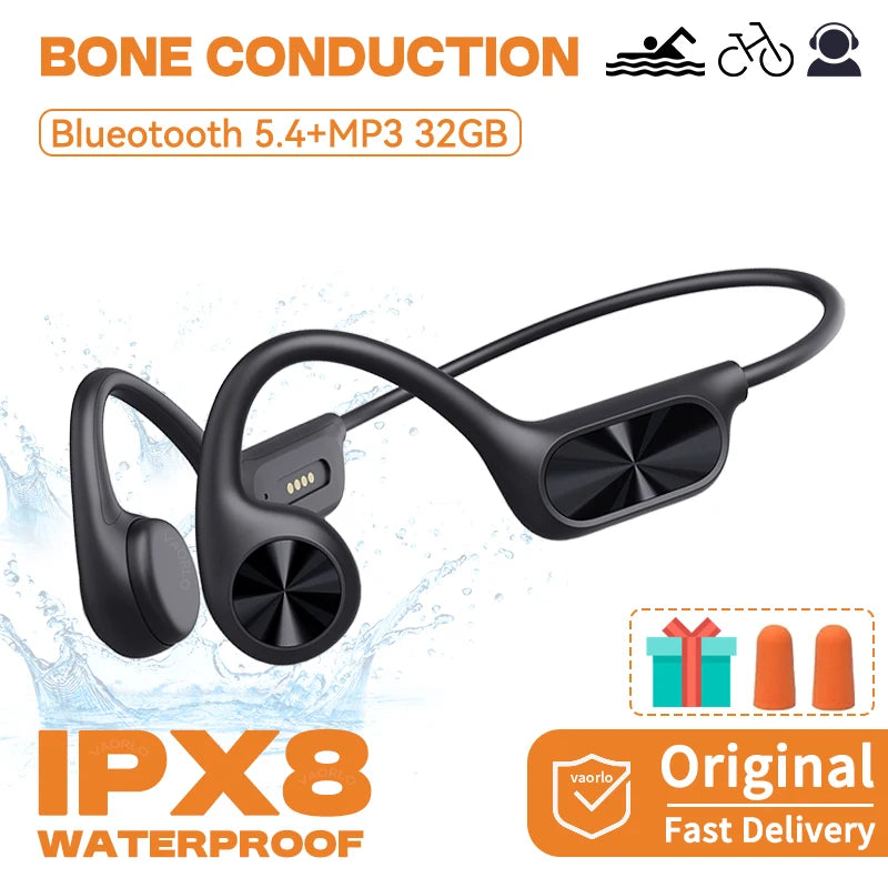 Bone Conduction Wireless Headphone IPX8 Waterproof Swimming Headset Bluetooth 5.4 32GB RAM MP3 Player HIFI Music Sports Earphone Oasis Select Black 32GB