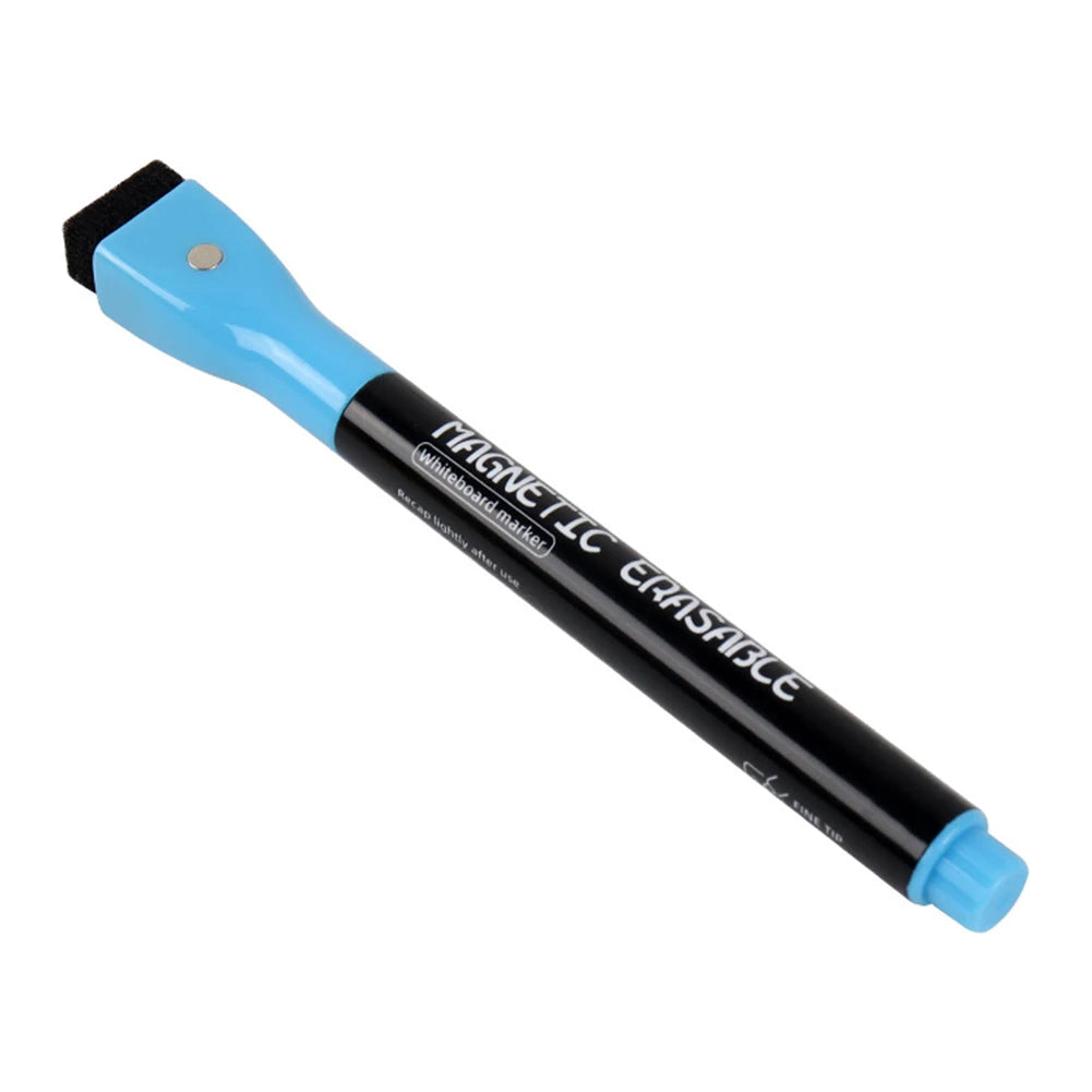 Erasable Magnetic Whiteboard Markers with Built-In Eraser | 12 Colors