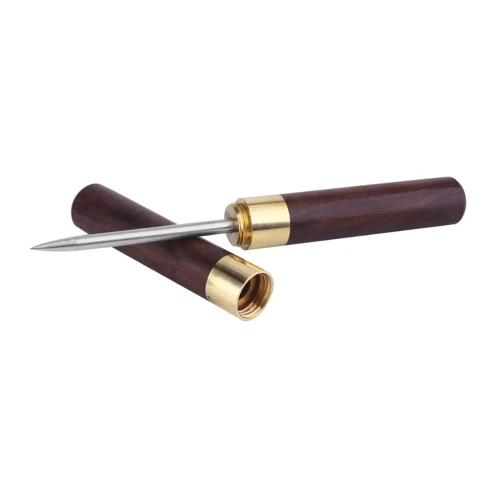 Stainless steel ice pick, kitchen tool with wooden handle and sheath. Oasis Select Chocolate