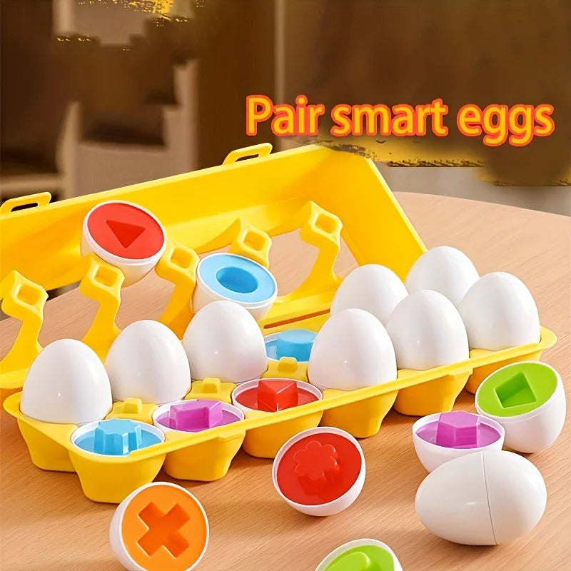 12/6pcs Color and Shape Matching Toys Simulated Egg Shapes with Storage Box - Geometric Shape & Color Learning Toy Set for Kids Oasis Select