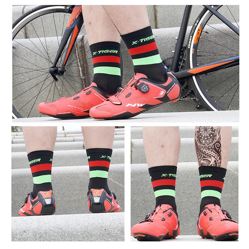 X-TIGER Cycling Socks for Men Breathable Anti-slip Professional Sports Sock Outdoor Running Bike Hiking Basketball Socks Oasis Select
