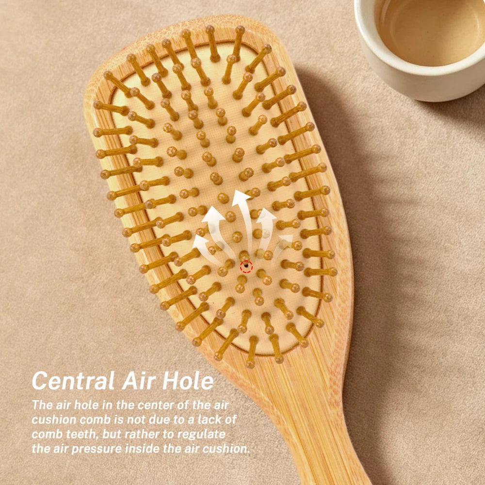 Mini Bamboo Air Cushion Hairbrush – Scalp Massage & Detangle Bamboo Hairbrush Oasis Select