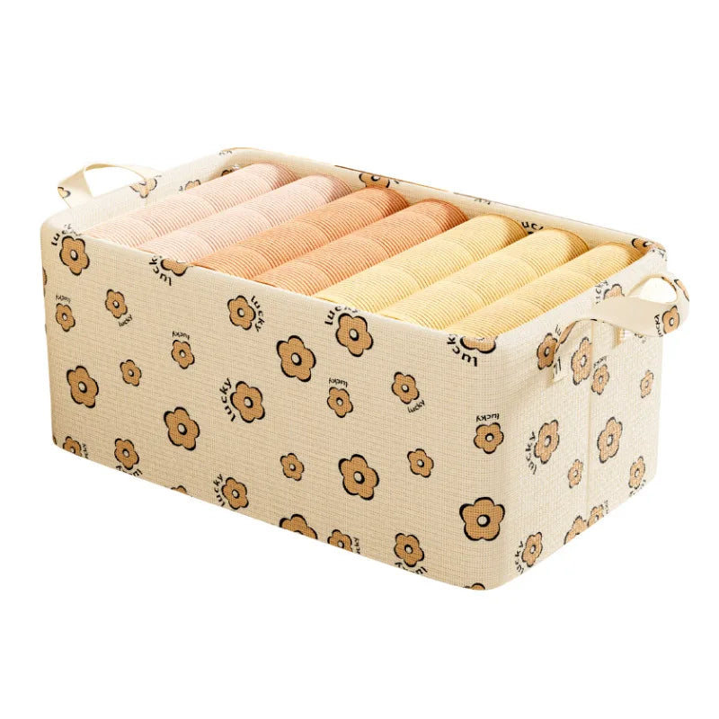 New Upgraded Steel Frame Storage Box,Foldable Clothes Organizer with Lid, Dustproof Moisture-Proof Wardrobe Basket, Home Storage Oasis Select