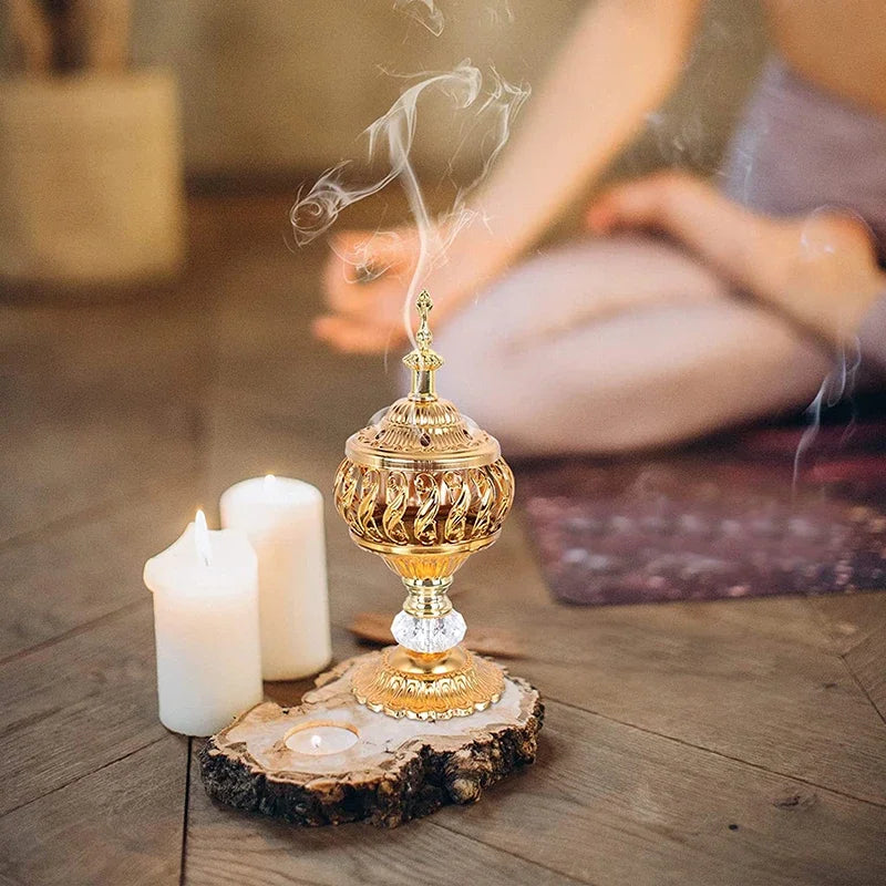 Metal Censer 1PC Incense Burner Holder Cone Arabian Stick Frankincense Vintage Bakhoor Coil Ash Catcher Iron Oasis Select