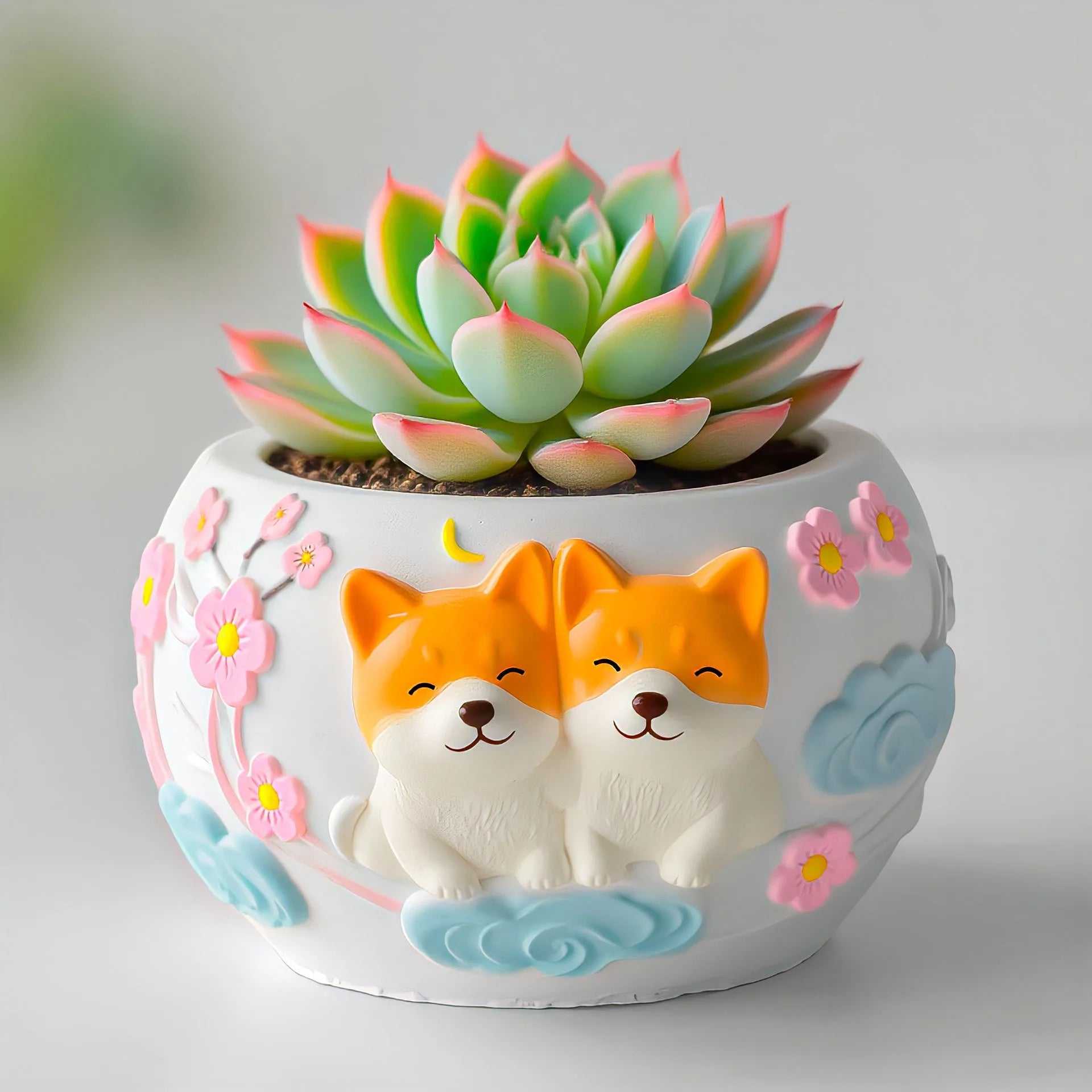 Animal Gypsum Flowerpot Silicone Mold DIY Cat And Dog Relief Ceramic Drip Pot Mold Oasis Select