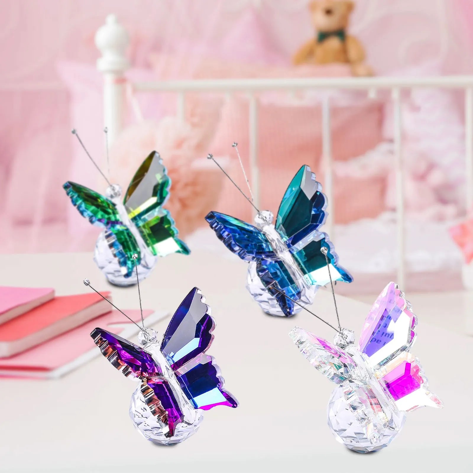 Crystal Handicrafts Three-Dimensional Butterfly Ornaments Souvenirs Small Gifts Creative Home Counter Tabletop Decoration Oasis Select