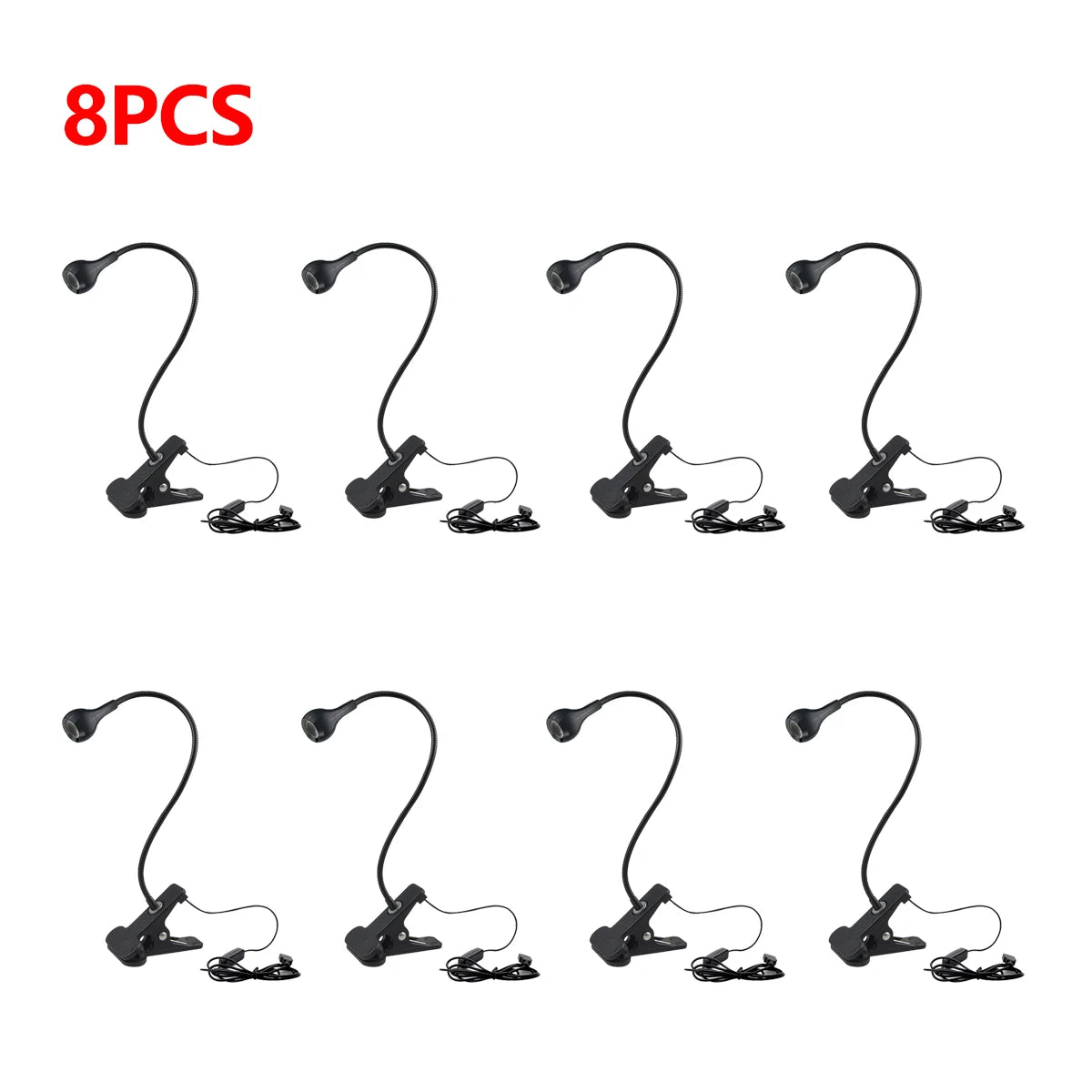 1-10Pcs Clip-On Light USB Power Reading Book Light For Power Bank Computer Interface,1W Flexible LED Table Lamp Night Lighting Oasis Select 8x Lamp Black Shell Warm White Light 1W