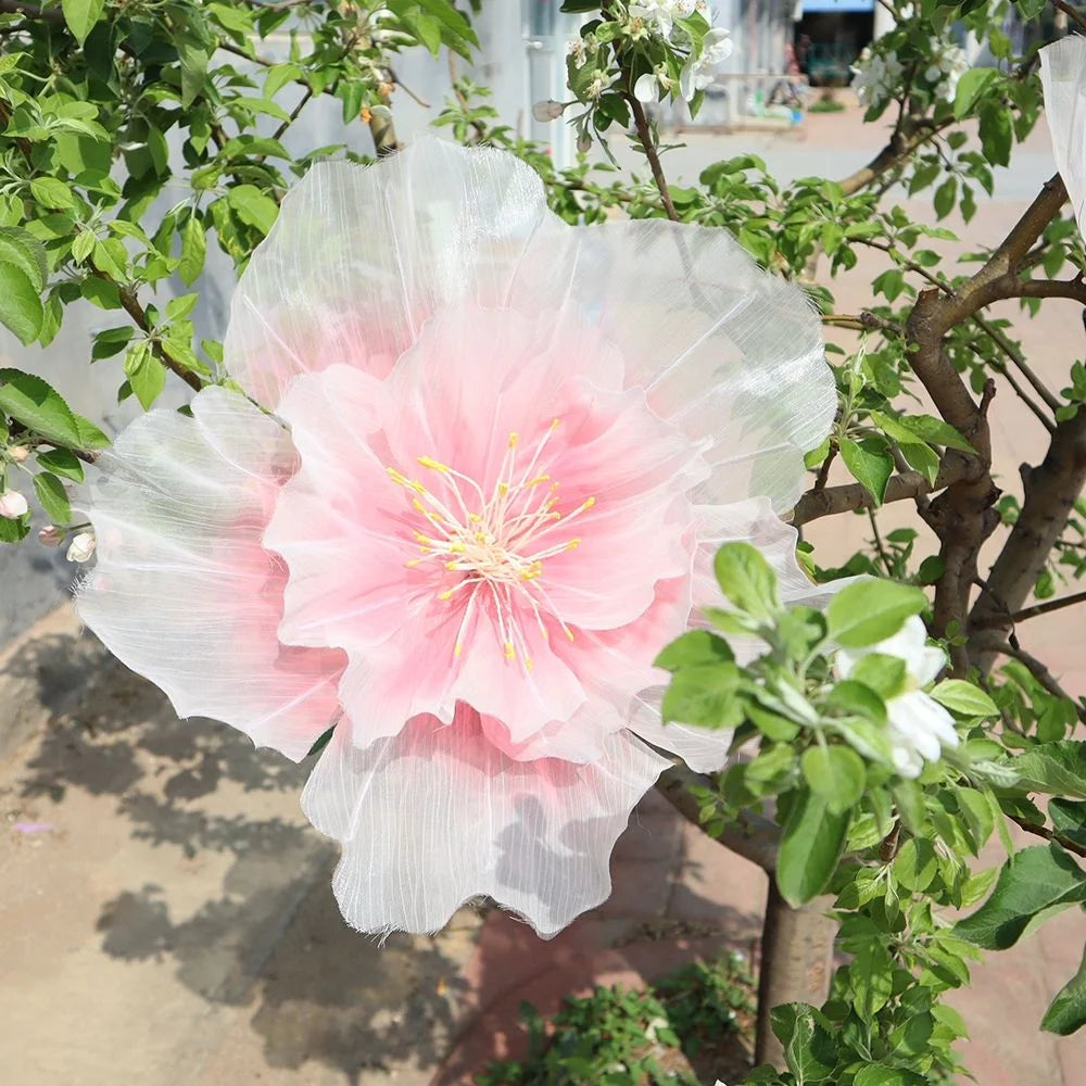 Large Artificial Peach Blossom Flower Head 30/40/50cm Gauze