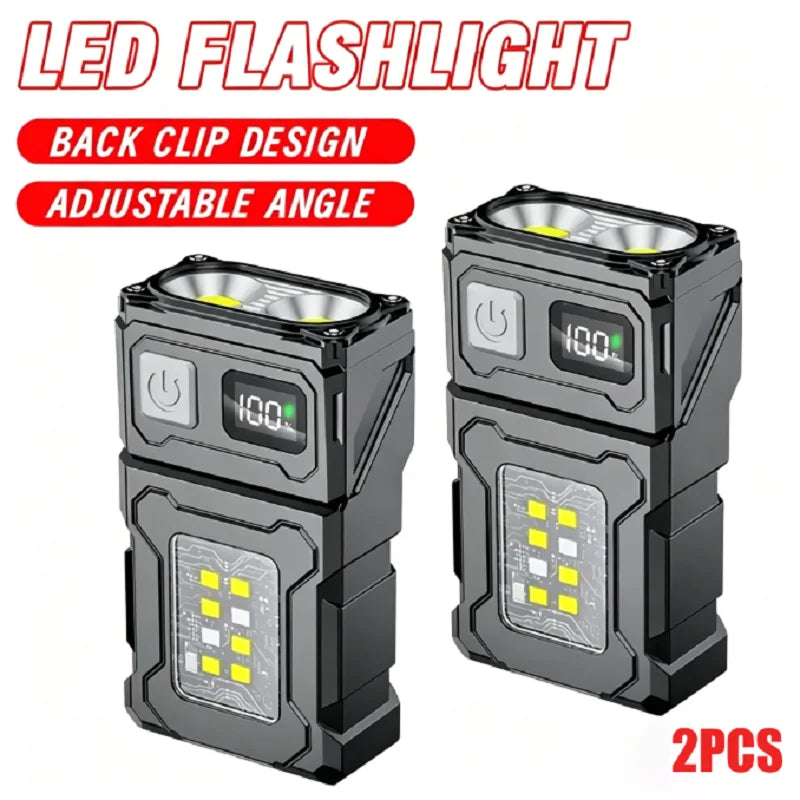 LED Flashlight MINI USB Rechargeable Portable Tail Magnet Work Light Super Bright Camping Lantern Side COB Emergency Torch Light Oasis Select