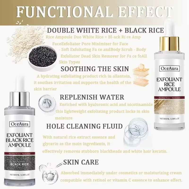 Black & White Rice Exfoliating Brightening Serum – Hyaluronic Acid Brightening Face Serum Oasis Select
