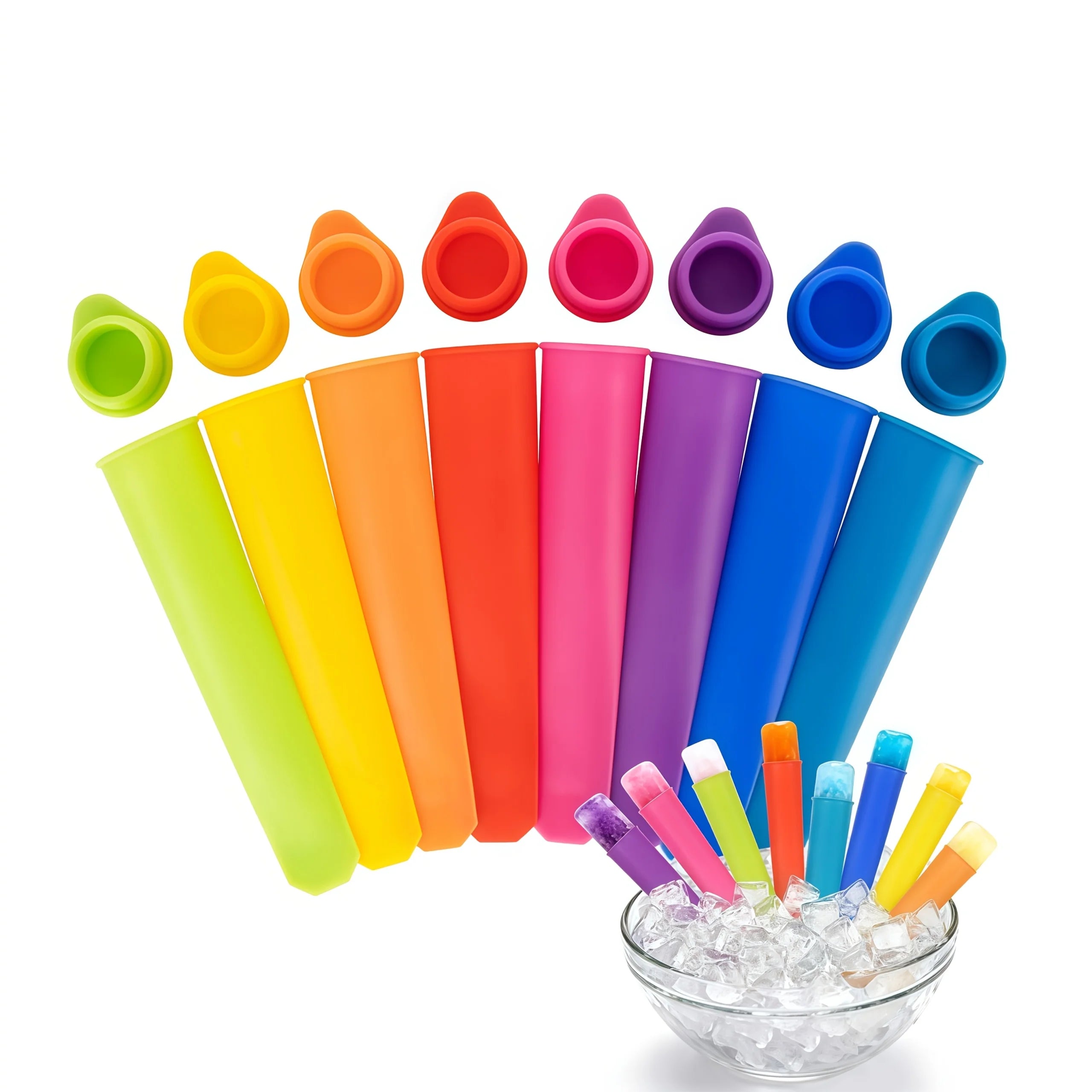 6Pcs Reusable Silicone Popsicle Molds with Lids Tubes Leak-Proof Easy One-Press Release for Homemade Yogurt Bars Juice Popsicles Oasis Select
