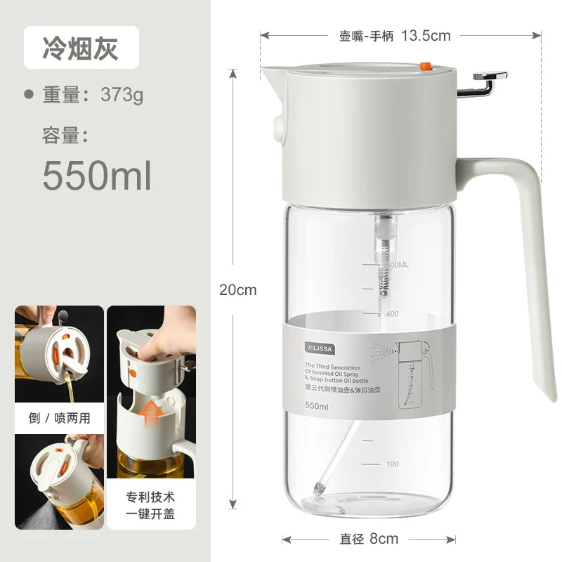 New Upgraded Glass Oil Spray Bottle Spray Pour One Atomized Kitchen Household Leakproof Oil Can Spray Bottle Oasis Select A