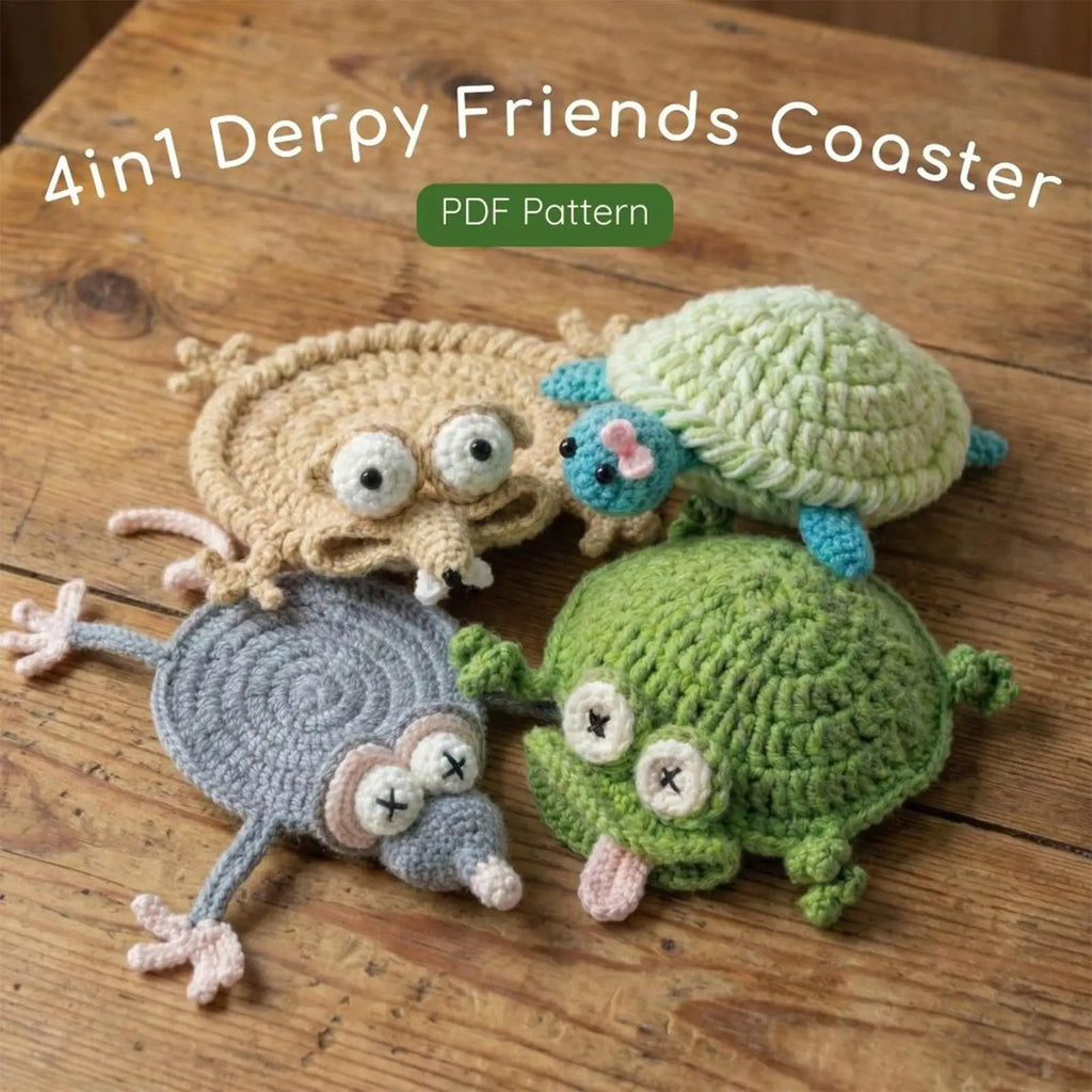 Cup Coasters 4pieces Animal Shape Crochet Cups Mat Coffee Coasters for Dining Room Kitchen Apartment Housewarming Cafe Oasis Select