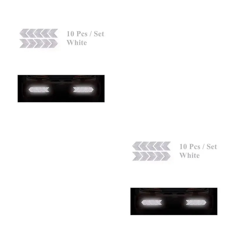 1/2/3set Car Bumper Reflective Safety Strip Stickers Car Arrow Reflective Sticker Reflective Warning Safety Tape Oasis Select White-2set