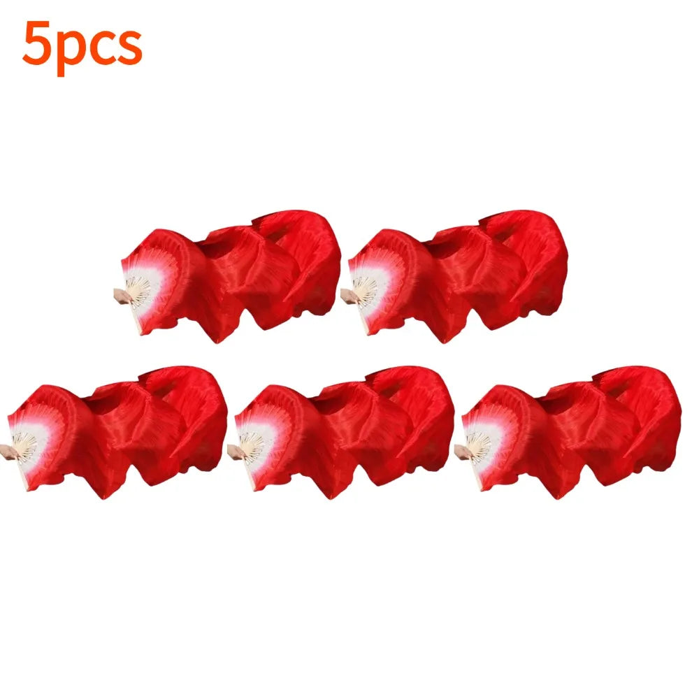 Women Belly Dance Silk Fans Children's Fan for Dancing Extended Double-Sided Adult Bamboo Performance Gradient Color Dance Fans Oasis Select 5pcs