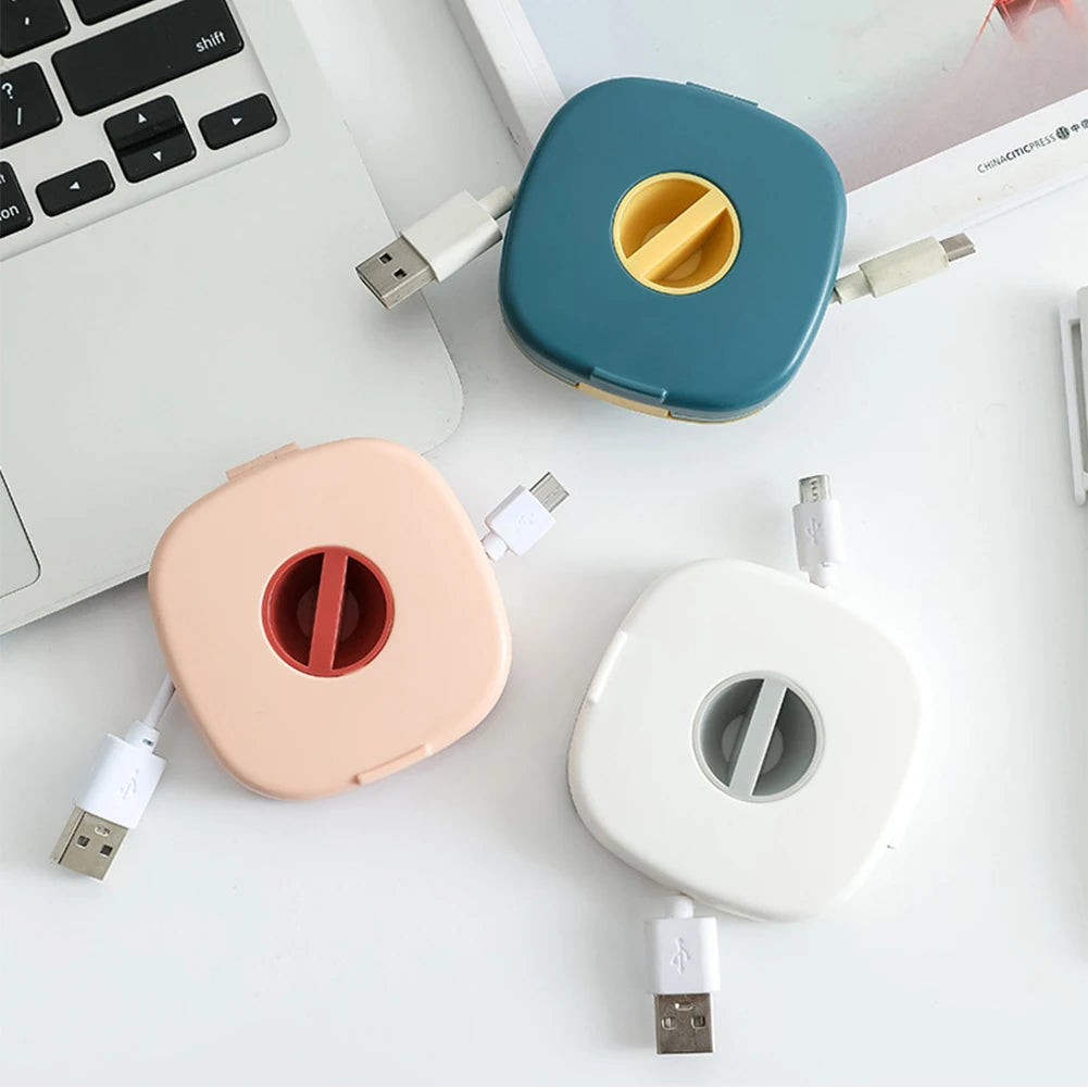 Mini Rotating Cable Winder Box | Portable Cord Organizer