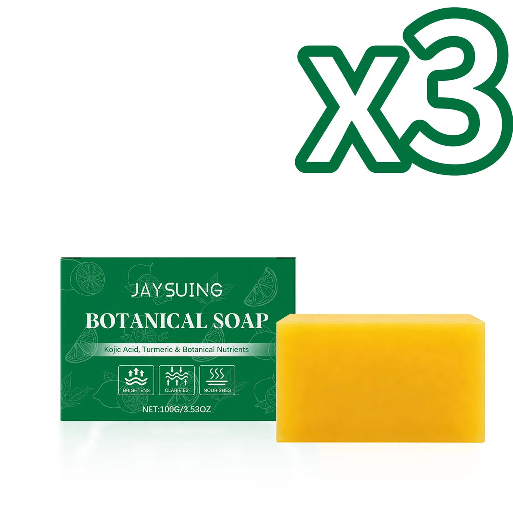 Jaysuing Botanical Soap Deeply Cleanse Skin Remove Dirt Moisturize Dry Skin Gentle Exfoliate Daily Body Wash Turmeric Body Soap Oasis Select 100g Boxed X 3PCS