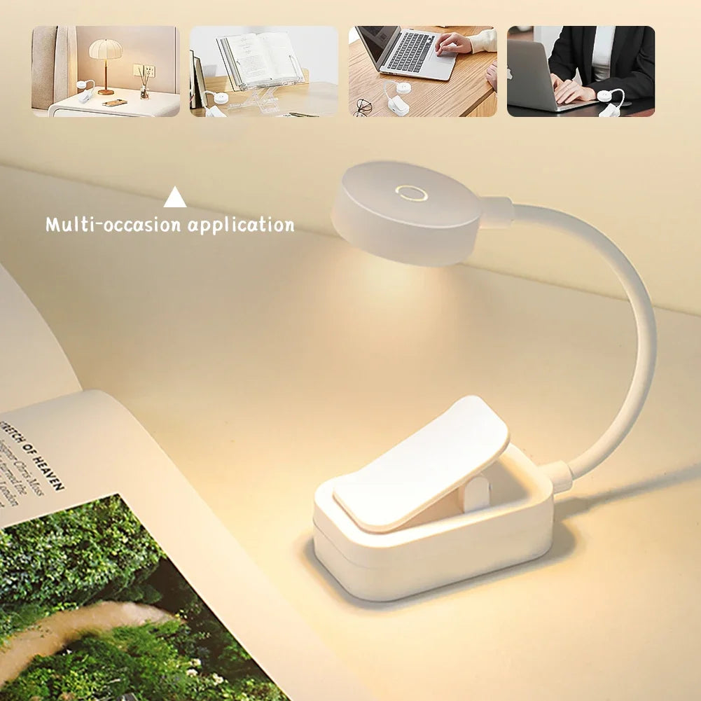 Mini Clip LED Book Lamp Battery Powered Table Lamp Eye Protection 3 Colors Night Light Portable Bedside Student Reading Lamp Oasis Select