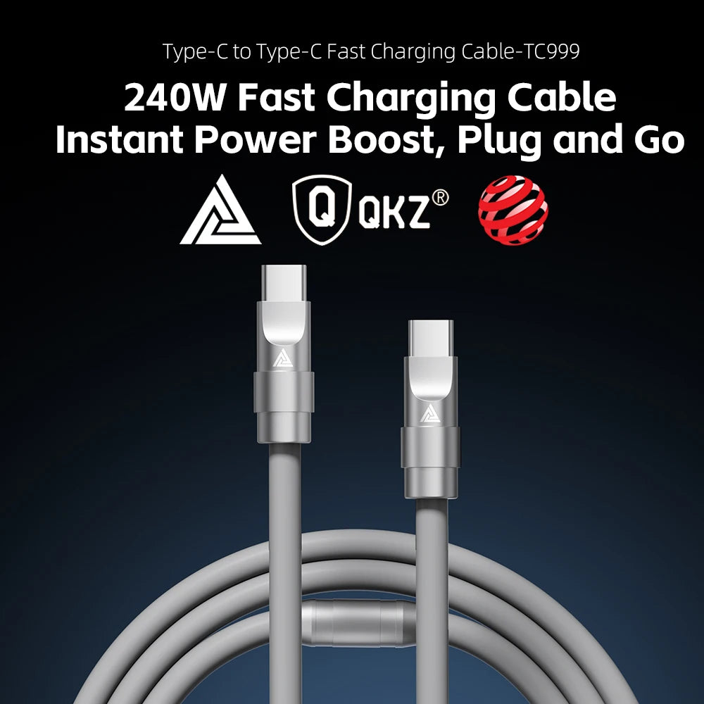 QKZ Type C 240W Super Fast Charging Cable PD 240W Flash Charging QKZ TC999 USBC Cable Oasis Select
