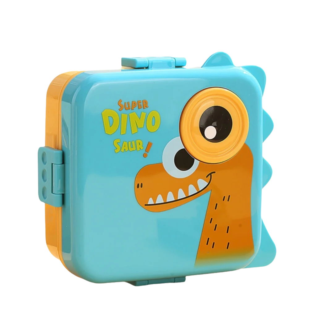 1660ml Dinosaur Lunch Box Plastic Cartoon Bento Box Sealed Double Layer Microwave Lunch Box For Kids Oasis Select Blue