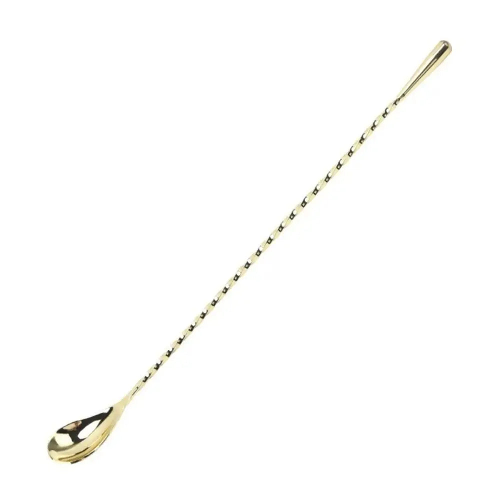 Kitchen Accessories Spiral Pattern Cocktail Spoon Long Handle 20/30/40cm Bar Teadrop Spoon Stainless Steel Mixing Spoon Dessert Oasis Select gold-40cm
