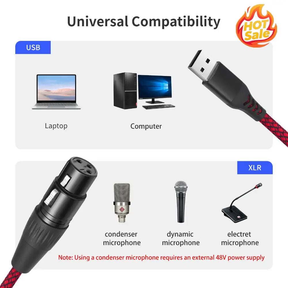 USB Male To XLR Female Mic Link Converter Cable USB To XLR Adapter Studio Audio Cable for Microphones Or Recording Karaoke Sing Oasis Select