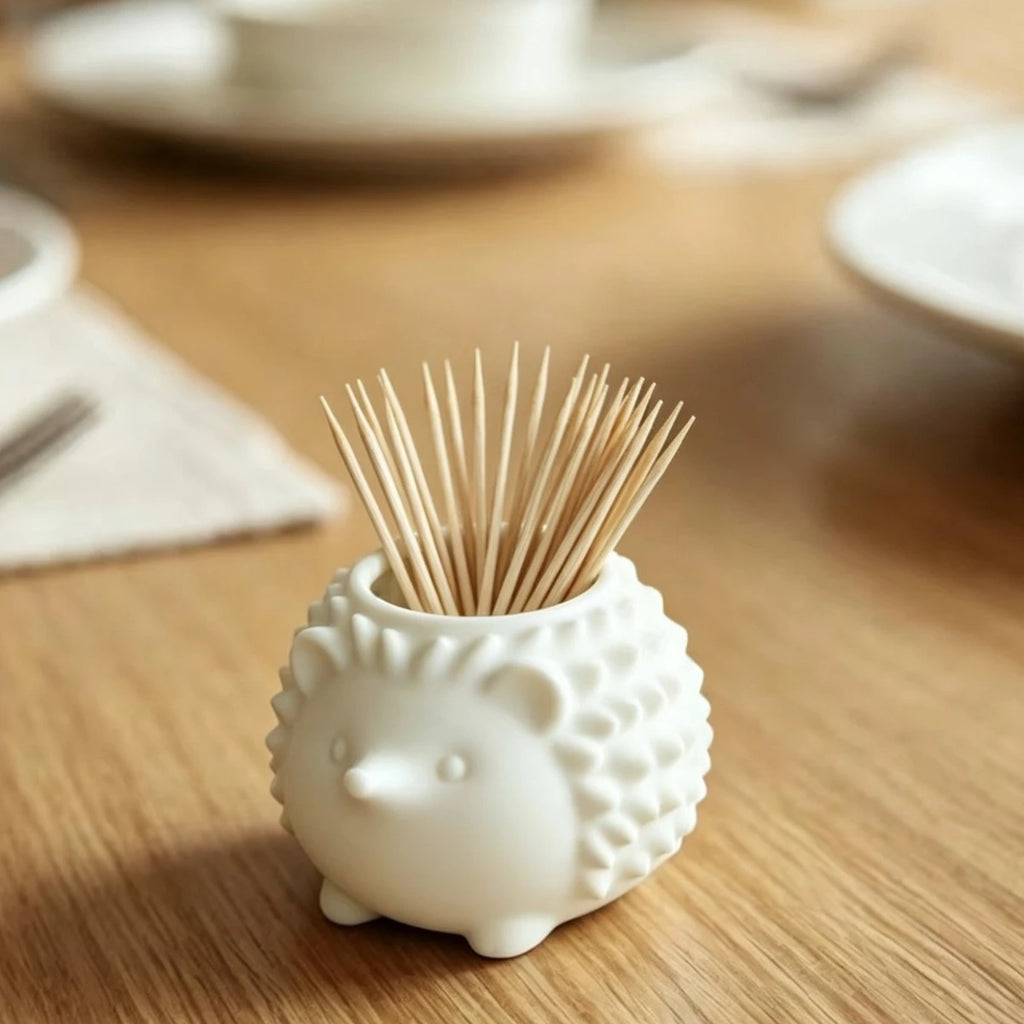 Hedgehog Shape Dental Floss Picks Holder Toothpick Storage Container Desk Bathroom Decor Organizer Toothpick Holder for Home Oasis Select