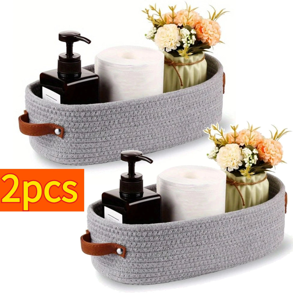 2pcs Oval Handle Bathroom Storage Basket Storage Basket Clothes Storage Box, Layered Finishing Box for Clothes and Pants Oasis Select 2pcs