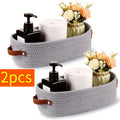2pcs Oval Handle Bathroom Storage Basket Storage Basket Clothes Storage Box, Layered Finishing Box for Clothes and Pants Oasis Select 2pcs
