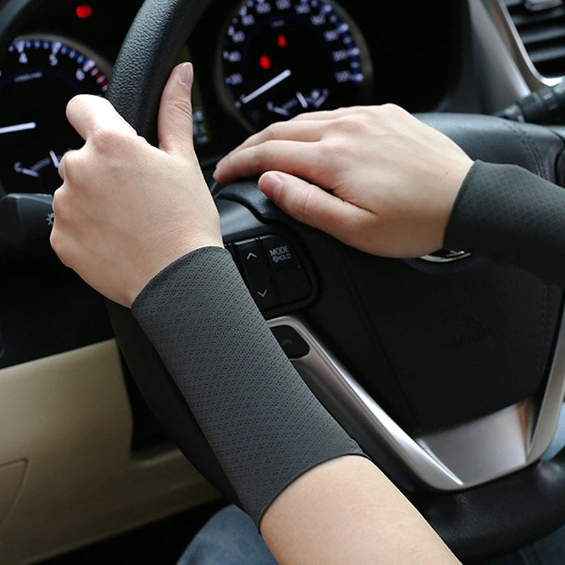 1Pair Elastic Wristband Breathable Summer Ice Silk Cooling Sweat-absorbent Sports Cycling Running Wrist Straps Oasis Select Gray 12cm
