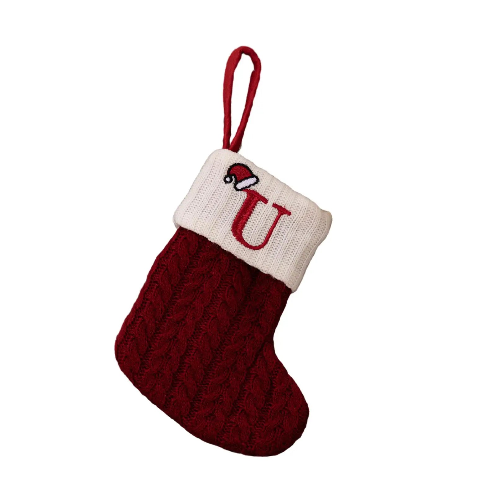 Knitted Christmas Stocking Ornament – Snowflake & Alphabet