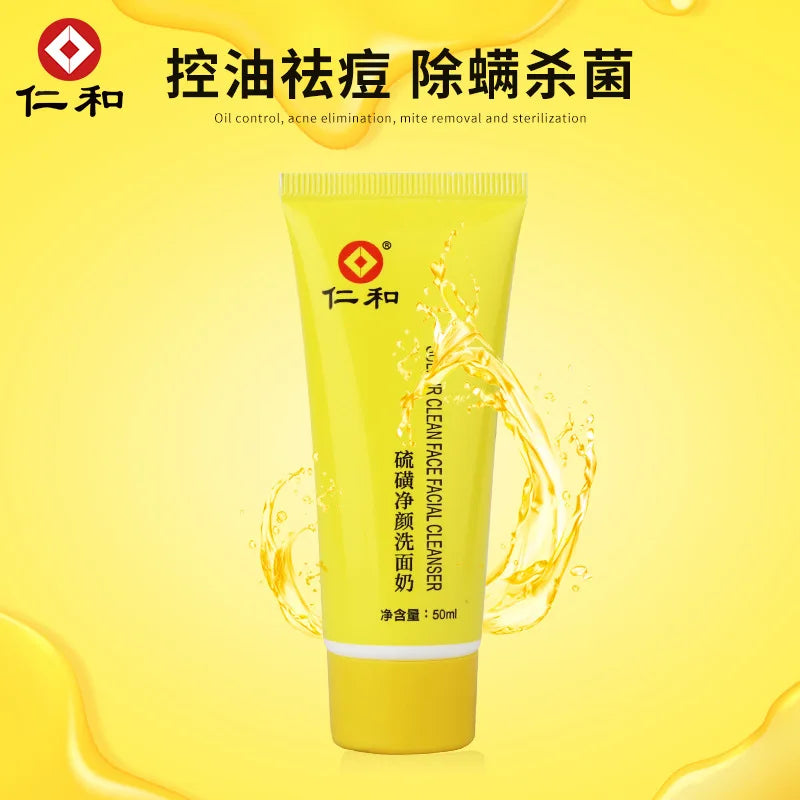 50ml Renhe Sulfur Facial Cleanser for Removing Mites for Boys and Girls Deep Cleaning Fresh Toner Sulfur Facial Cleanser Oasis Select