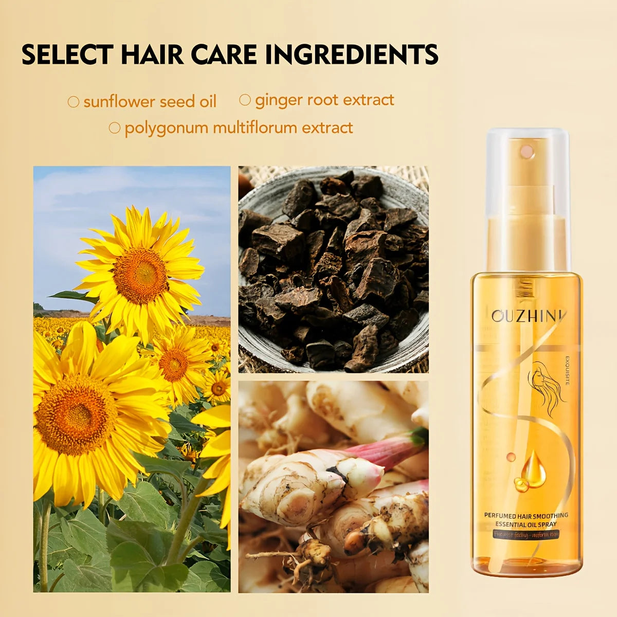 Fragrance Hair Care Essential Oil Spray, Fragrance Hair Conditioner, Smooth Hair Care Essential Oil to Prevent Frizz, Moisturizing and Nourishing, Long-Lasting Fragrance Hair Care Essential Oil Spray 100Ml/Bottle-1 Bottle Oasis Select