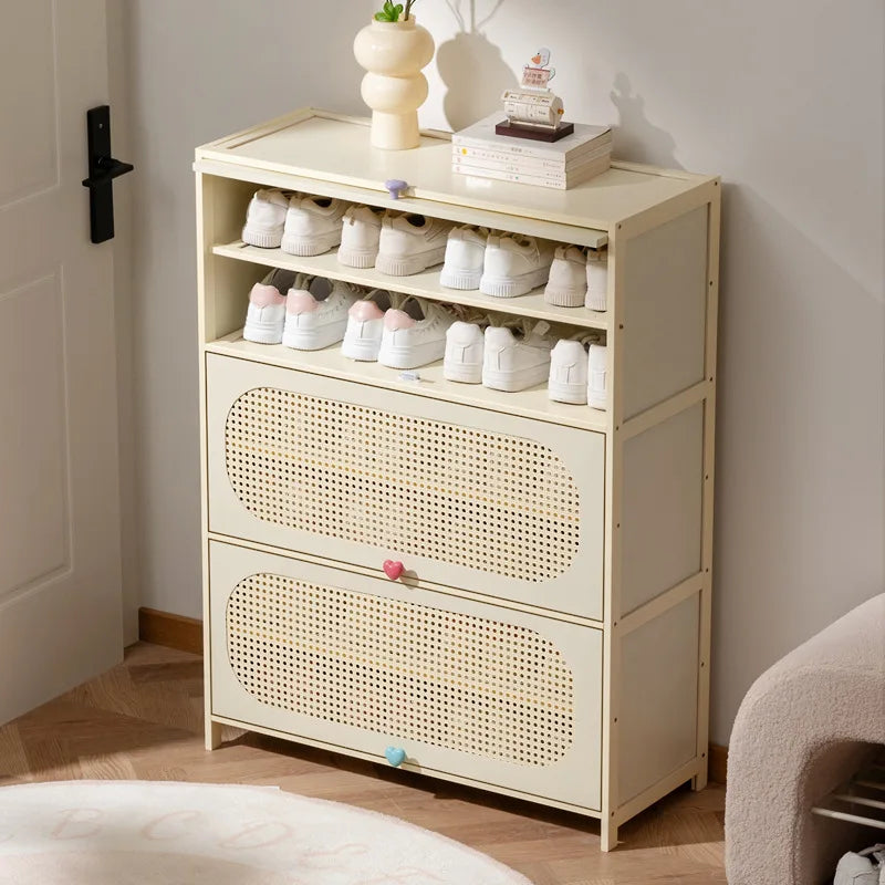 Multi-layer locker at the entrance of the home, large-capacity storage cabinet, dust-proof shoe rack, small narrow bamboo. Oasis Select