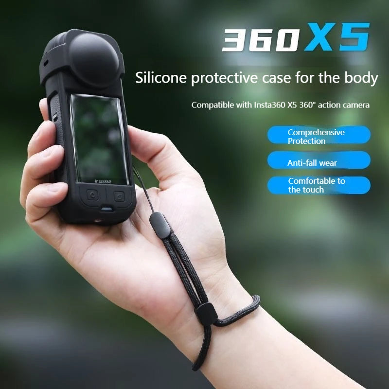 Insta360 X5 Silicone Case & Lens Cap Protector Cover Set