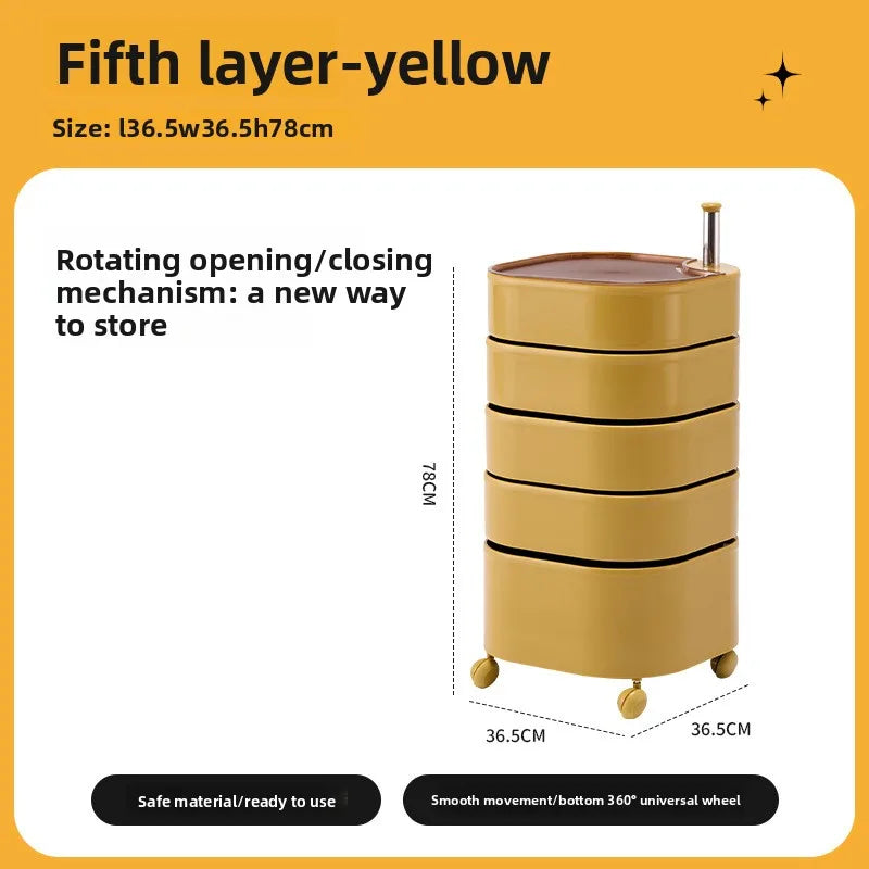 Bedside table 360 rotating mobile bedroom small cabinet Douyin Internet celebrity small storage simple locker Oasis Select 5 yellow