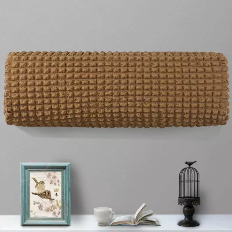 1pc All-Inclusive Wall Air Conditioner Dust Cover Washable Checkered Elastic Fabric Air Conditioner Cover Wear-Resistant Home Oasis Select coffee