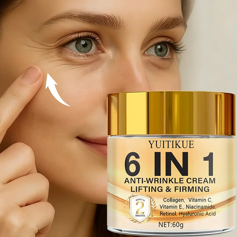 YUITIKUE 6-in-1 Anti-Wrinkle Cream 60g - 2 Min Face Lift, with Retinol, Collagen & Hyaluronic Acid, Lightweight & Non-Greasy Oasis Select