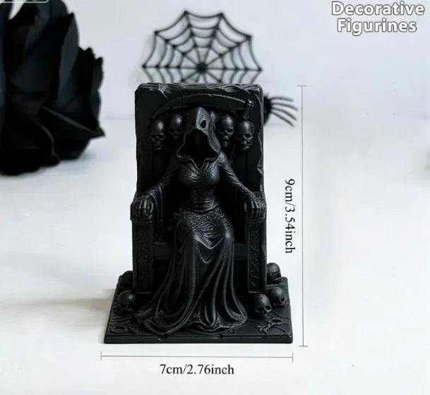 Grim Reaper Witch Throne Figurines 3D Printed Gothic Skull Statues Dark Fantasy Miniatures Diy Ornaments Halloween Desktop Decor Oasis Select throne 4