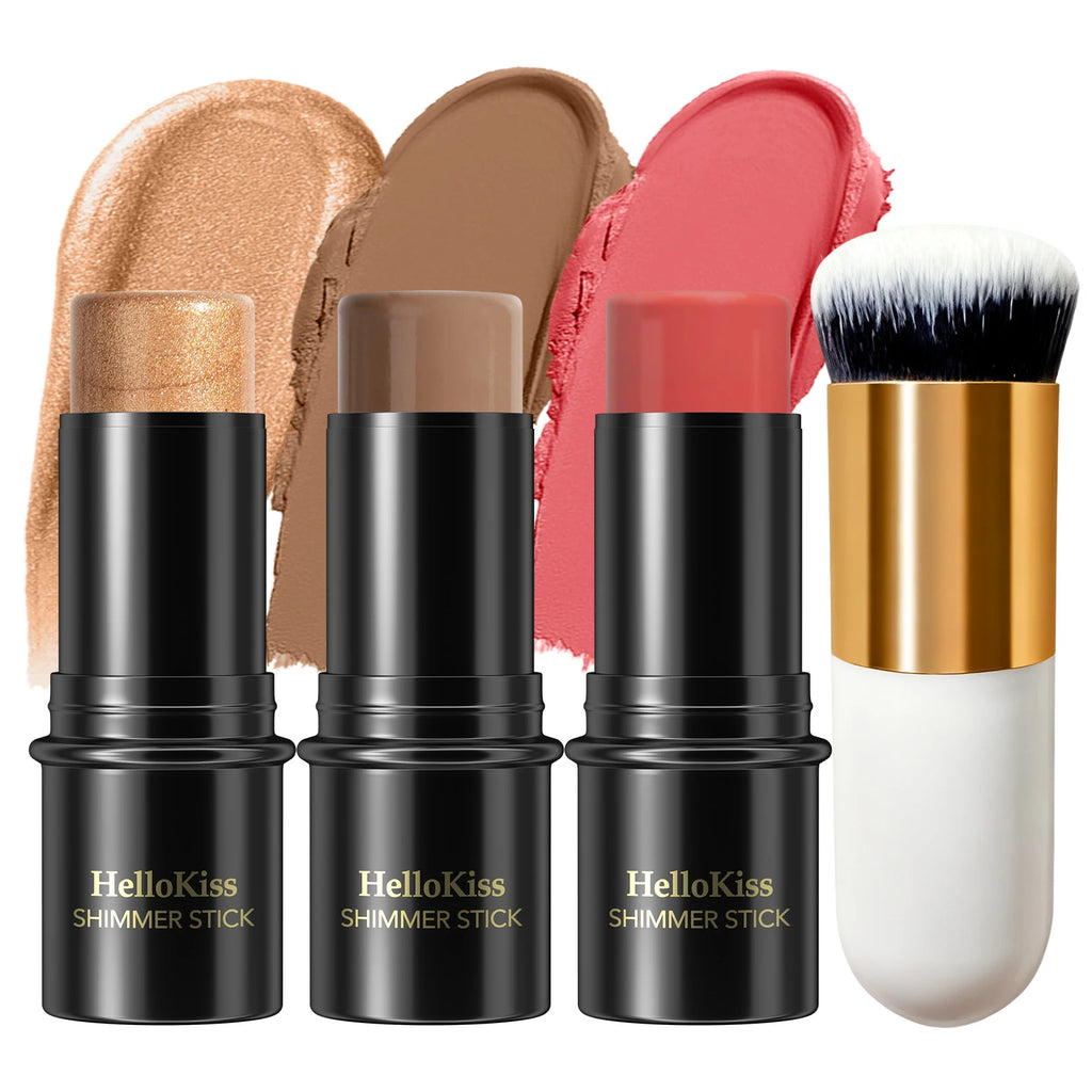 Hello Kiss 4pc Blush & Highlighter Contour Stick Set – Waterproof