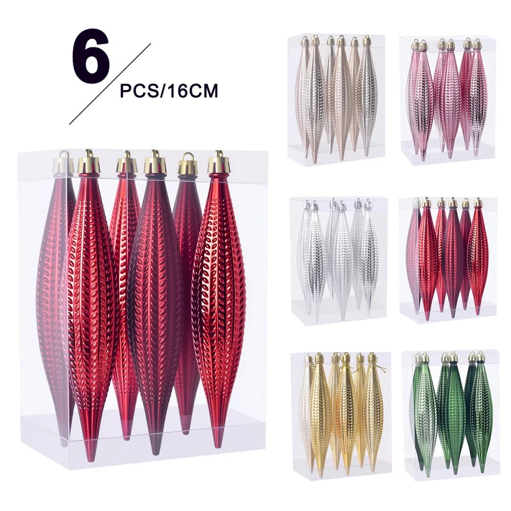 6-Piece Glitter Electroplated Christmas Tree Ornaments Set