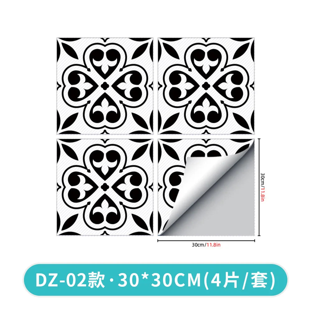 Kitchen Bathroom Oil Waterproof Non-slip Twill Floor Paste Bathroom Bedroom Living Room DIY Floor Paste Stickers Oasis Select DZ-02 30cmx30cm(4pcs-1set)